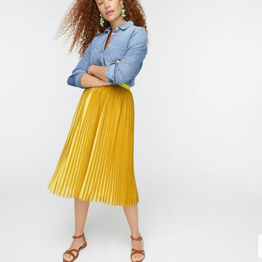 J.Crew Pleated Midi Skirt in peekaboo stripe